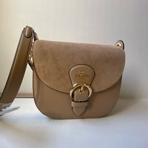 Coach Beige Suede and Leather Crossbody